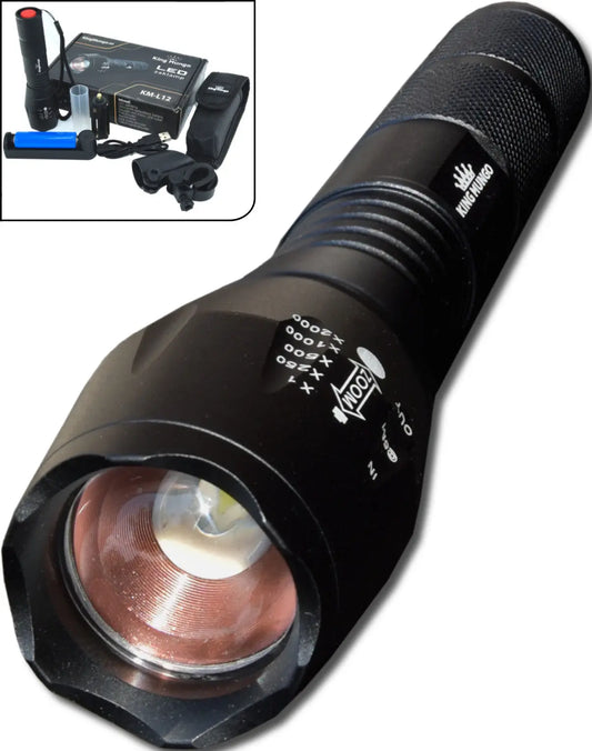 Zaklamp met Logo Bedrukken | Krachtig Relatiegeschenk | 1500 Lumen - King Mungo