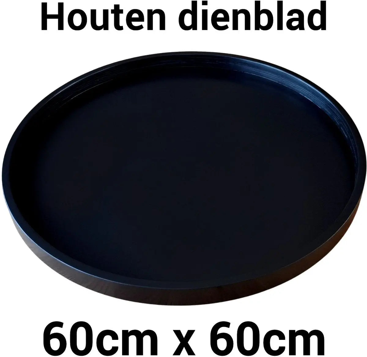 Groot Rond Dienblad Zwart (60 cm) - XXL Houten Plateau | King Mungo King Mungo