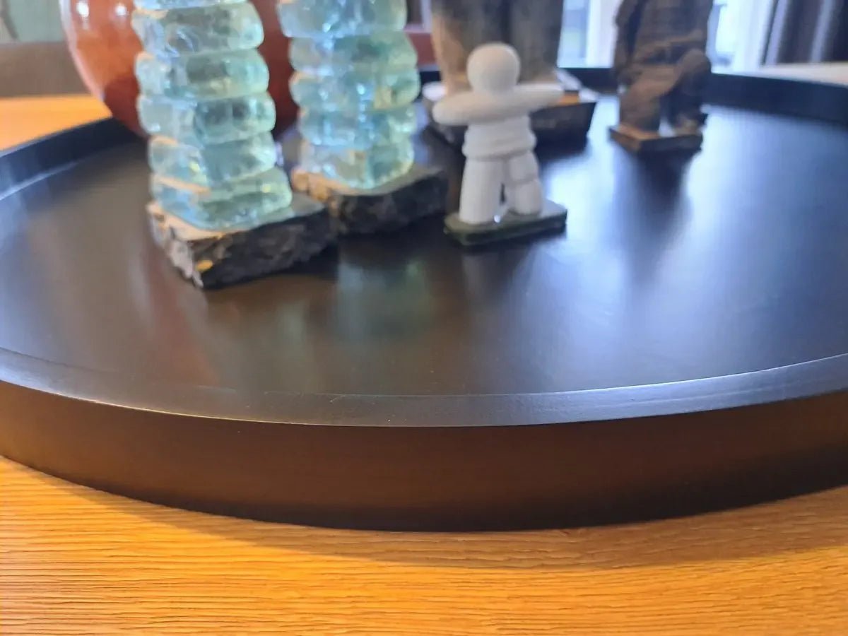 Groot Rond Dienblad Zwart (60 cm) - XXL Houten Plateau | King Mungo - King Mungo