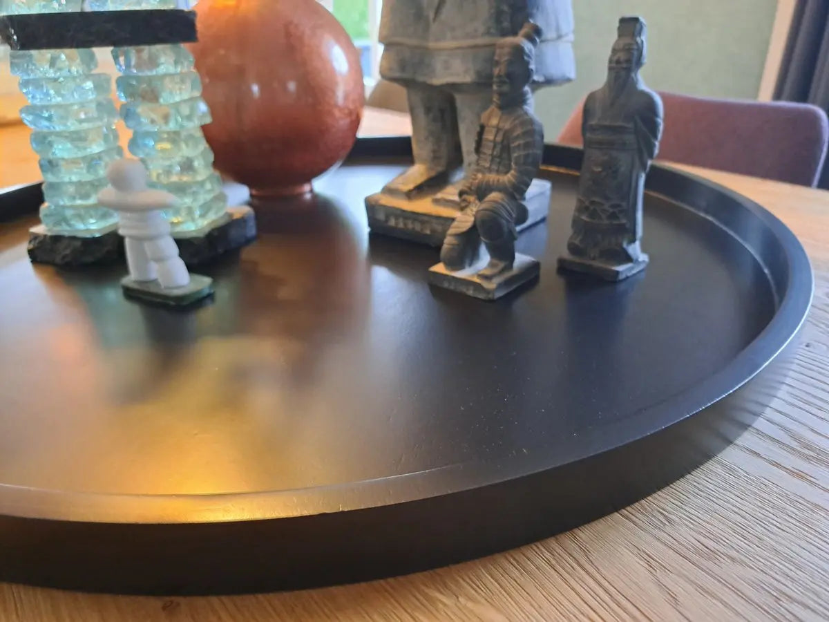 Groot Rond Dienblad Zwart (60 cm) - XXL Houten Plateau | King Mungo King Mungo