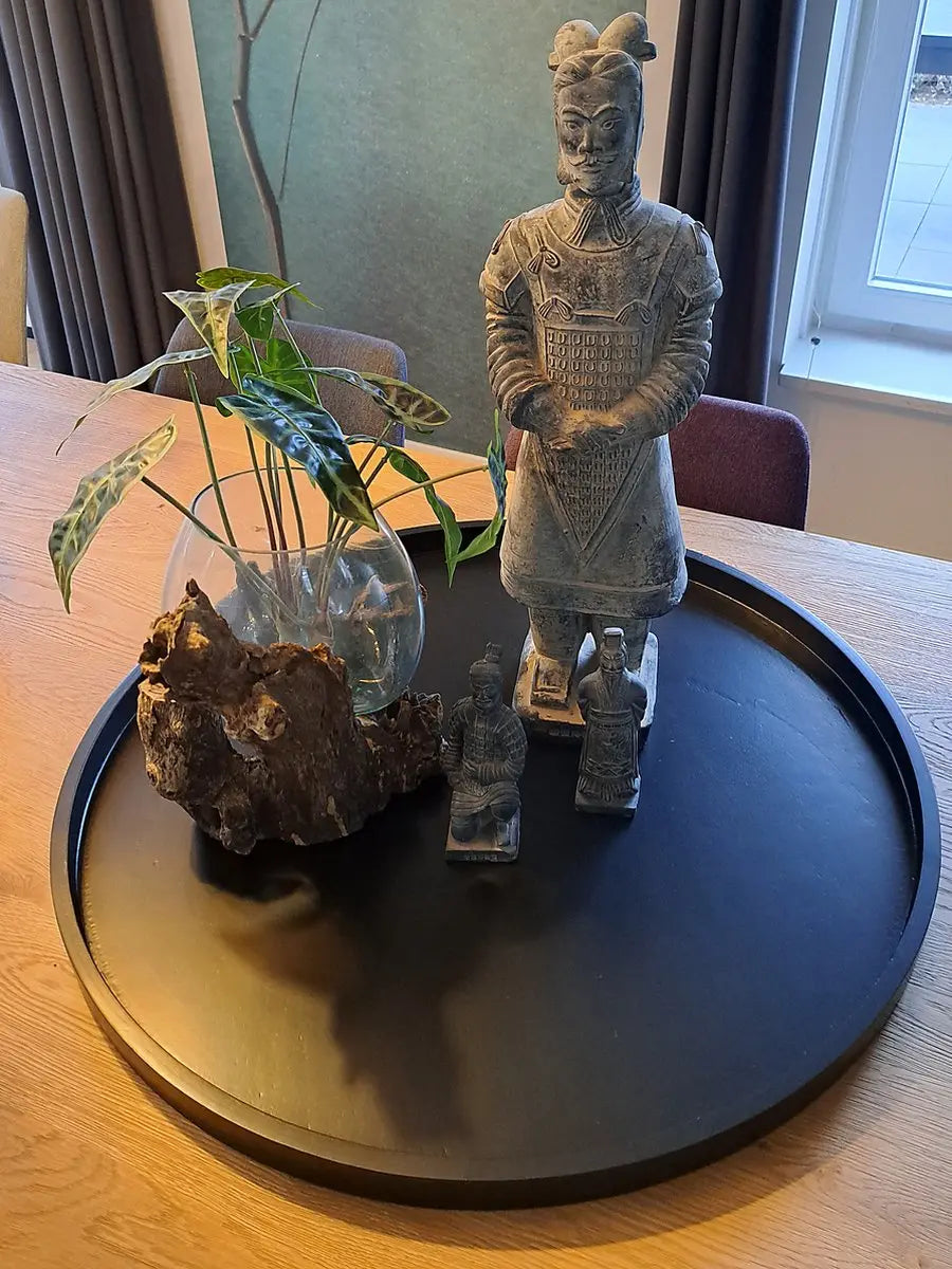 Groot Rond Dienblad Zwart (60 cm) - XXL Houten Plateau | King Mungo King Mungo