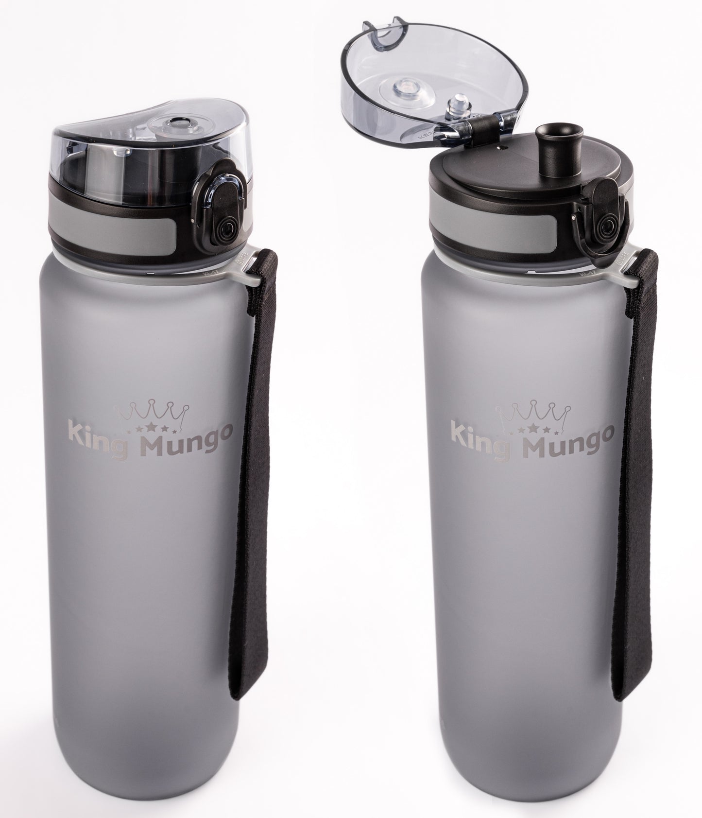Drinkfles 1 Liter Grijs - Lekvrij - BPA vrij - Waterfles 1 liter Drinkbus - Drinkflessen King Mungo - Waterflessen Volwassenen Kinderen