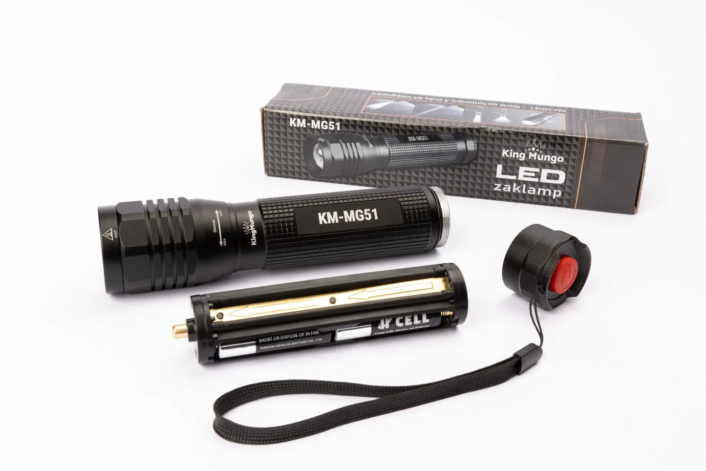 Led Zaklamp - 2000 Lumen - incl batterijen King Mungo