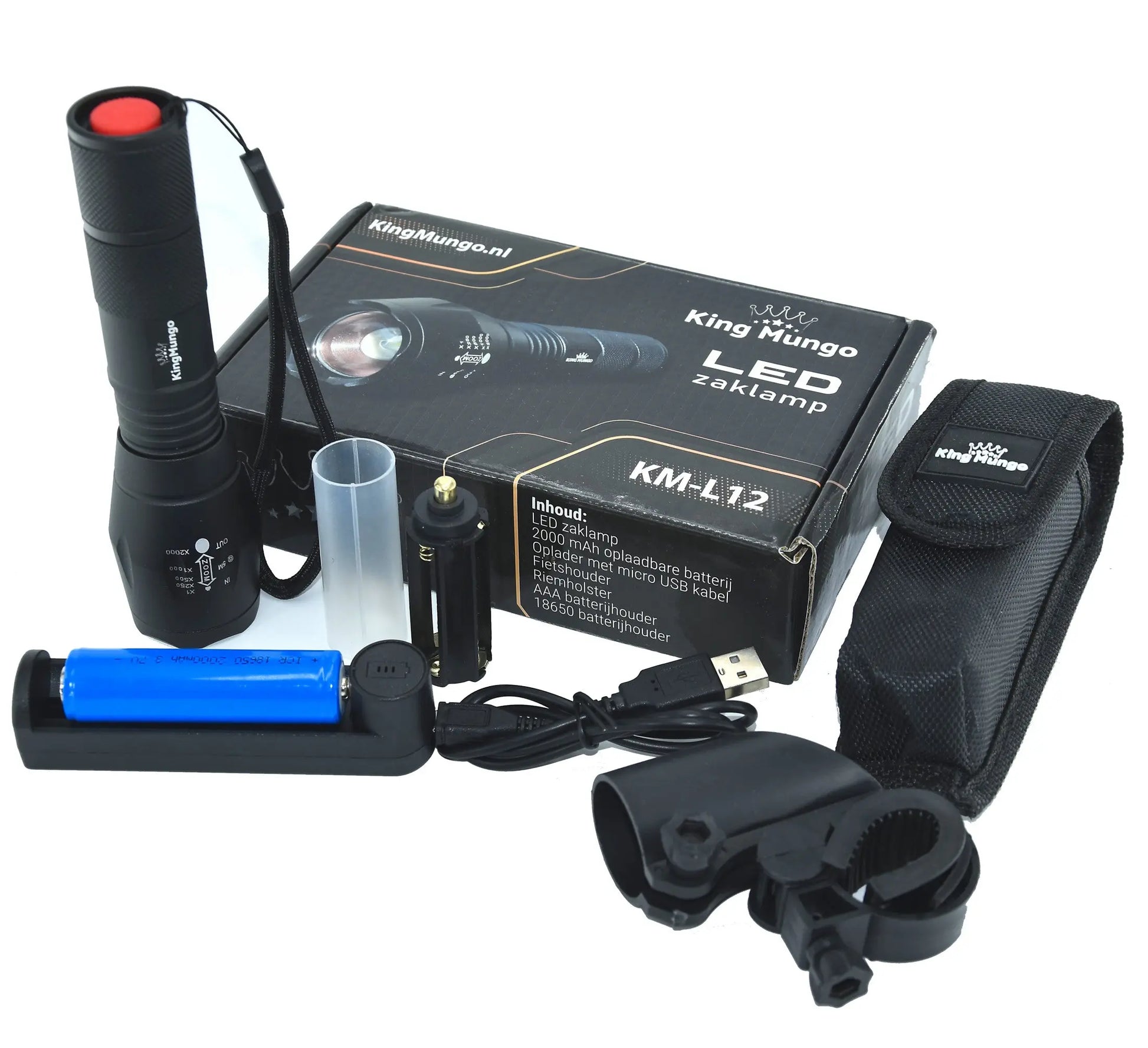 King Mungo KM-L12: Dé Tactische LED Zaklamp Oplaadbaar King Mungo