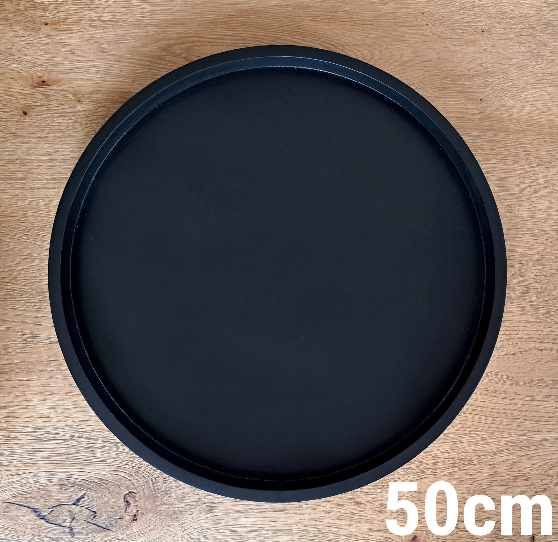 Dienblad Hout 50cm Rond – Groot & Zwart Decoratief Plateau - King Mungo King Mungo