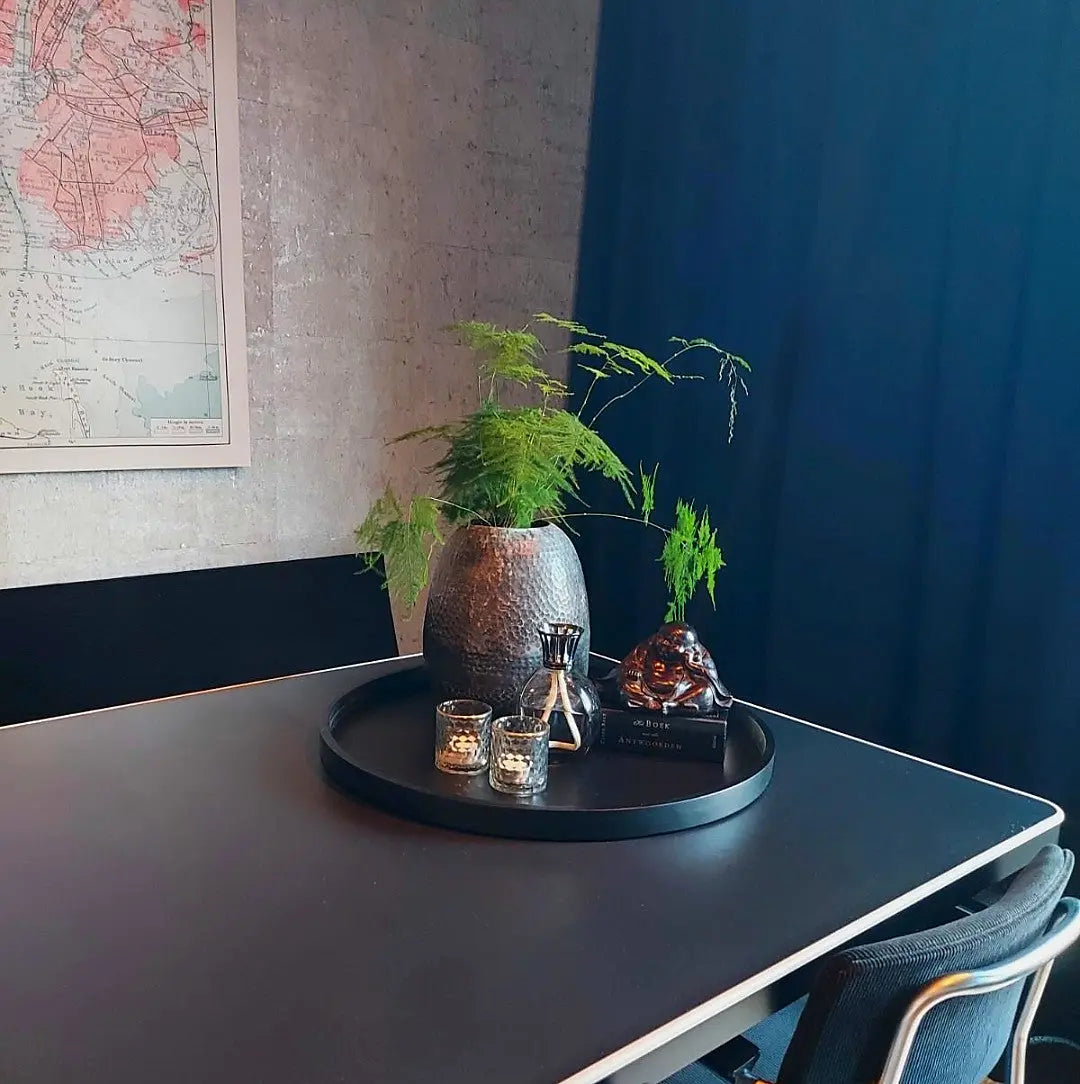 Dienblad Hout 50cm Rond – Groot & Zwart Decoratief Plateau - King Mungo King Mungo