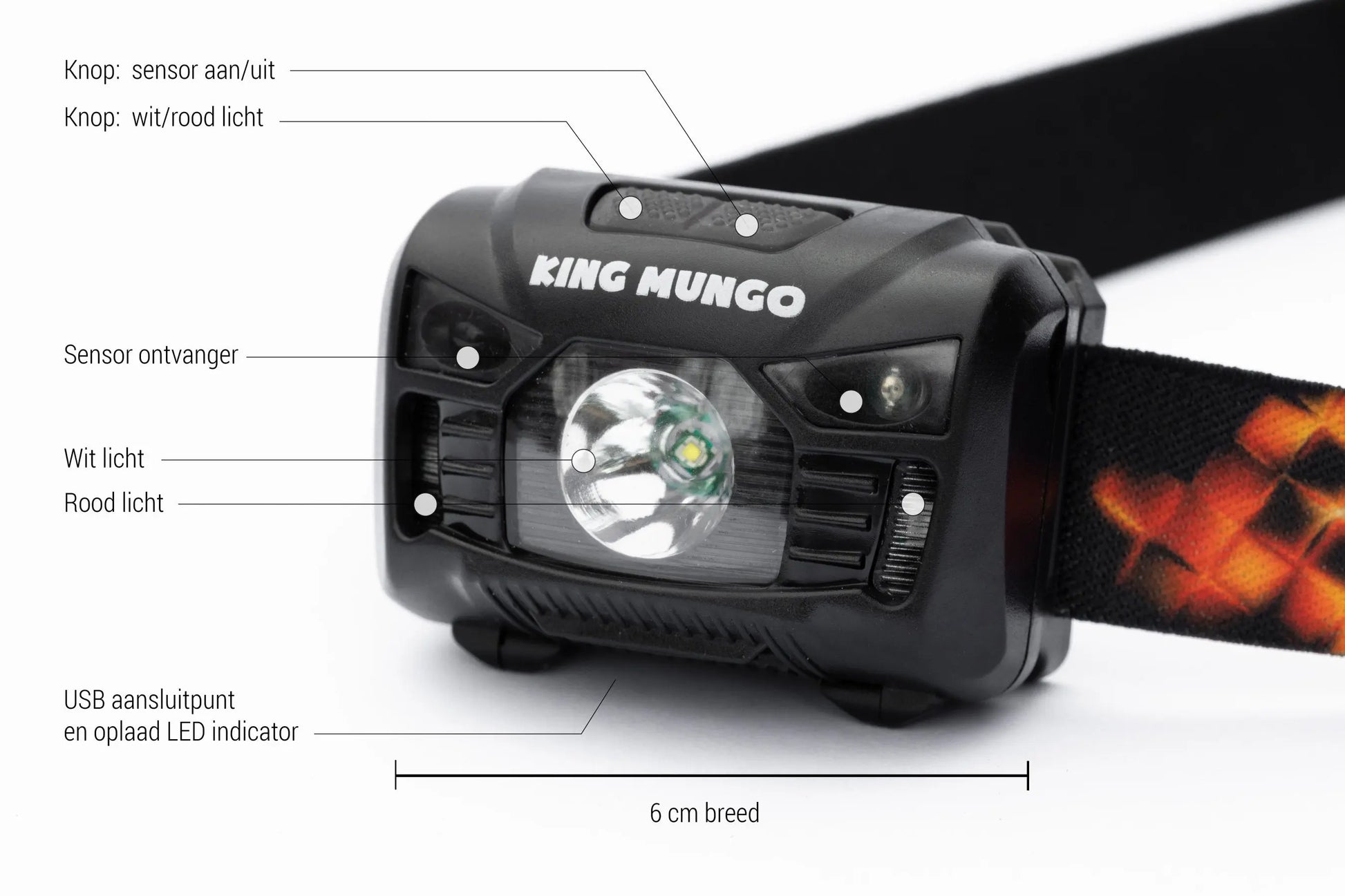 Hoofdlamp LED Oplaadbaar 1200 mAh King Mungo