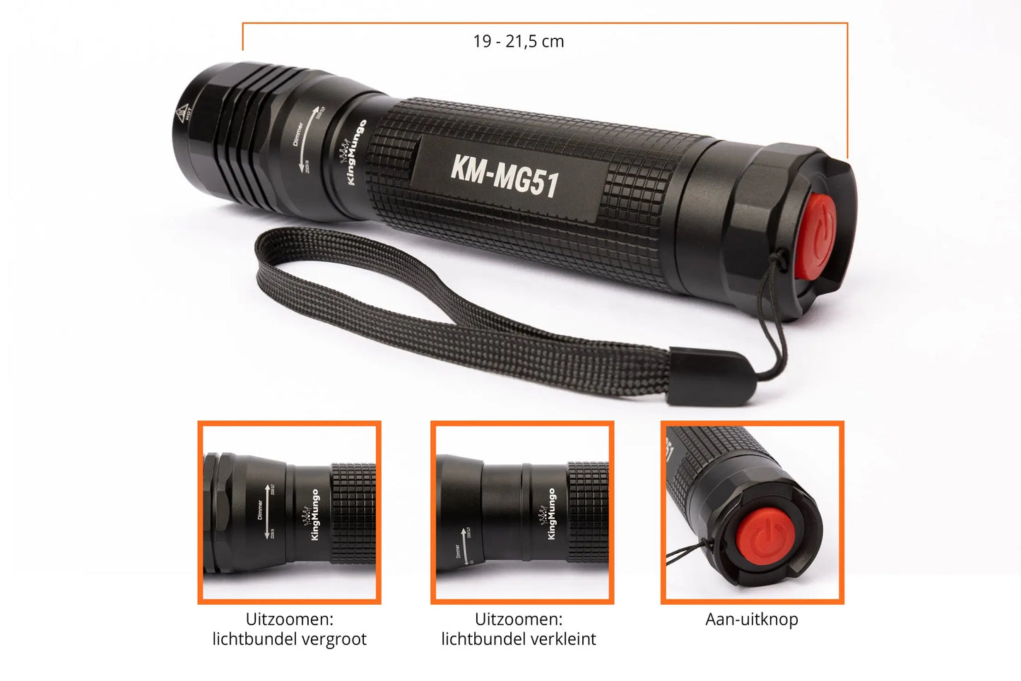 Led Zaklamp - 2000 Lumen - incl batterijen King Mungo