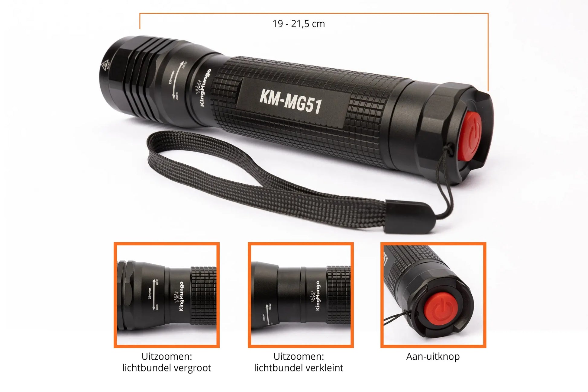Led Zaklamp - 2000 Lumen - incl batterijen King Mungo
