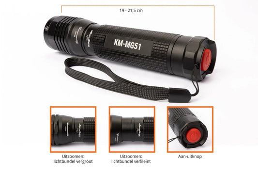 Noodpakket Zaklamp 2000 Lumen op batterijen - King Mungo KM - MG51 (4x AA batterij incl) - King Mungo