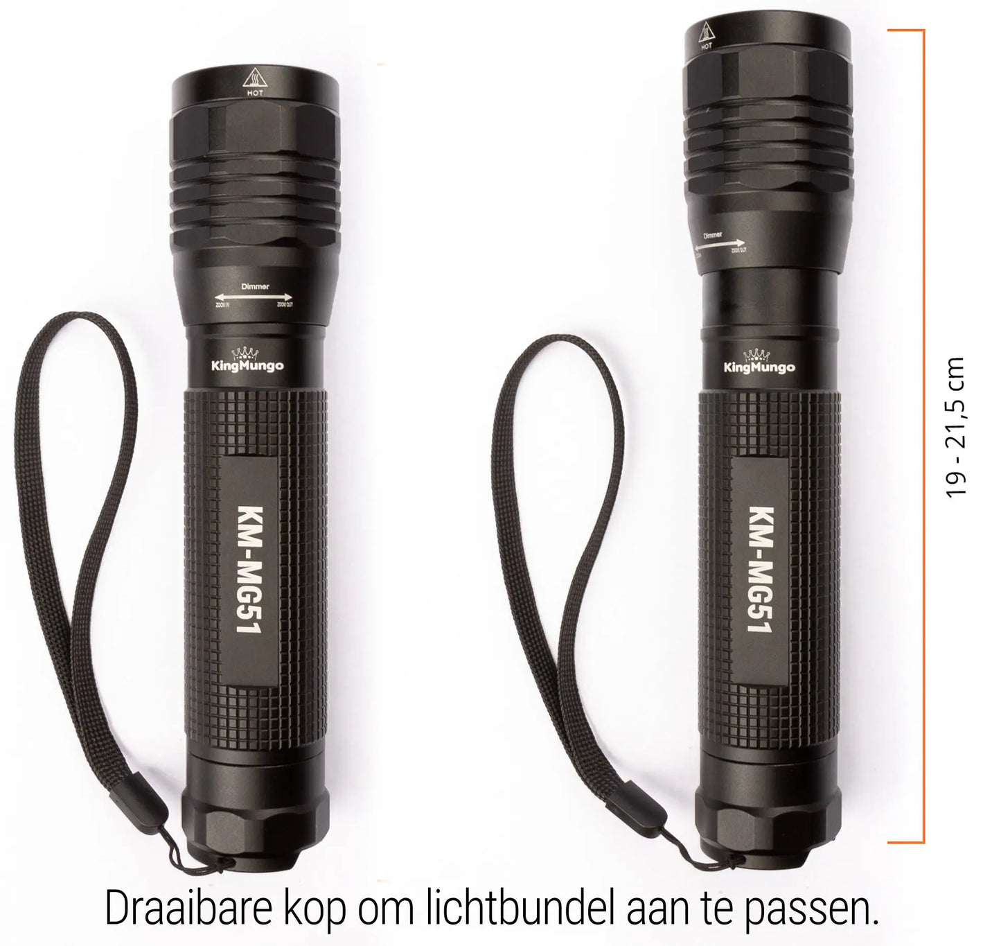 Led Zaklamp - 2000 Lumen - incl batterijen King Mungo