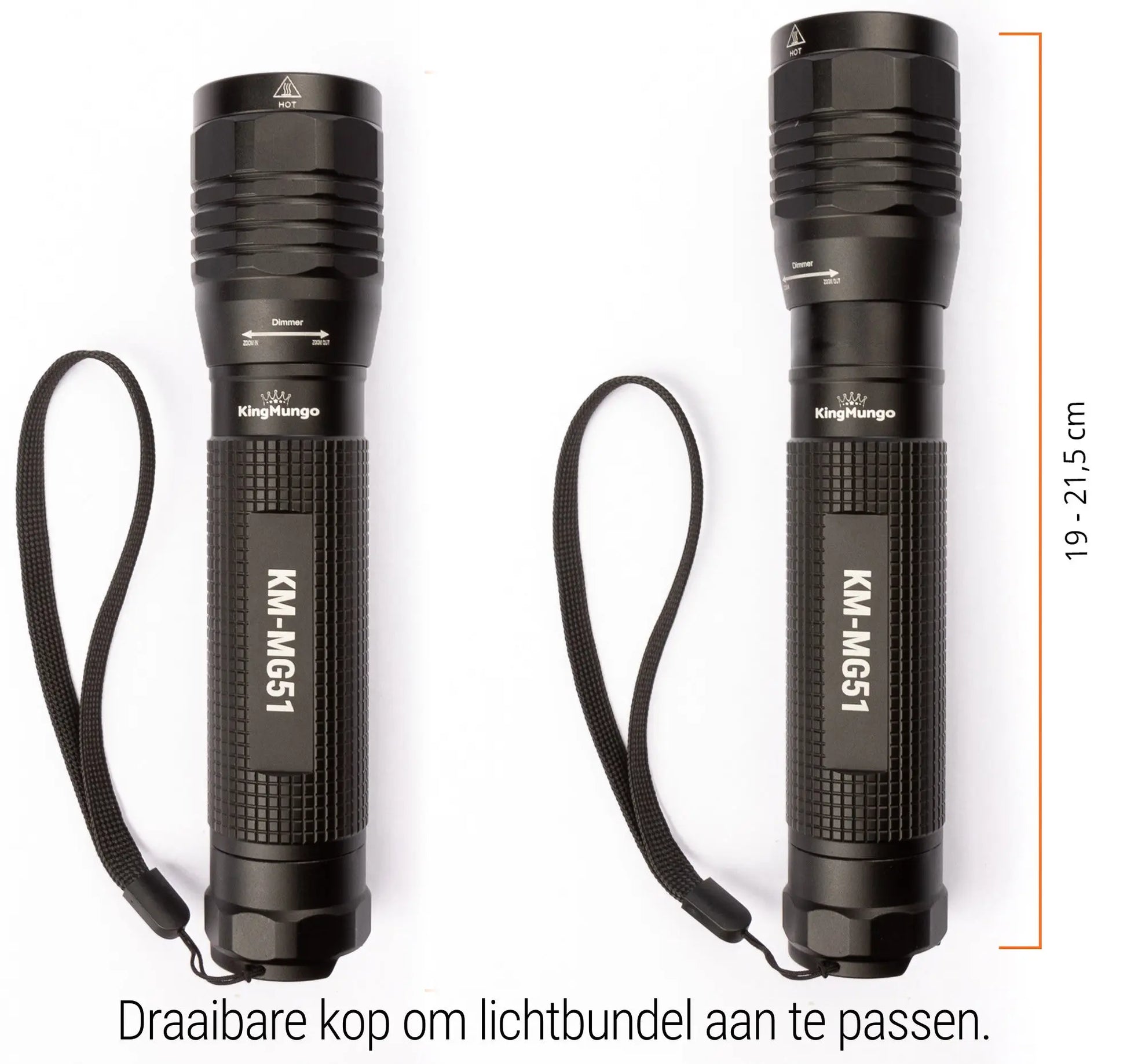 Led Zaklamp - 2000 Lumen - incl batterijen King Mungo