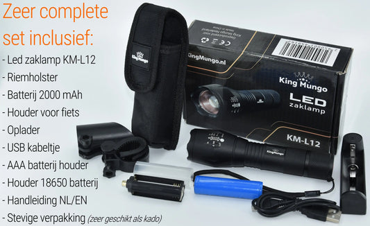 King Mungo KM-L12: Dé Tactische LED Zaklamp Oplaadbaar King Mungo