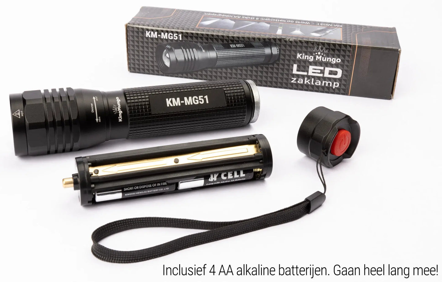 Led Zaklamp - 2000 Lumen - incl batterijen King Mungo