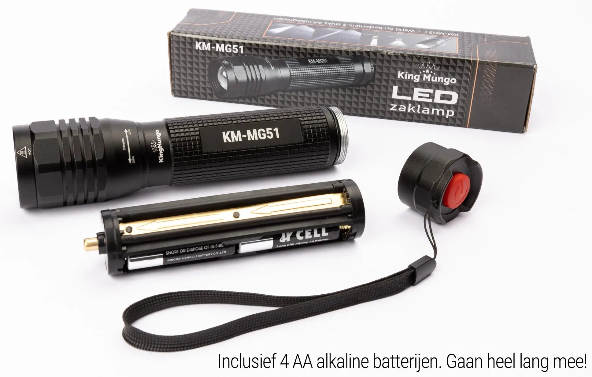 Led Zaklamp - 2000 Lumen - incl batterijen King Mungo