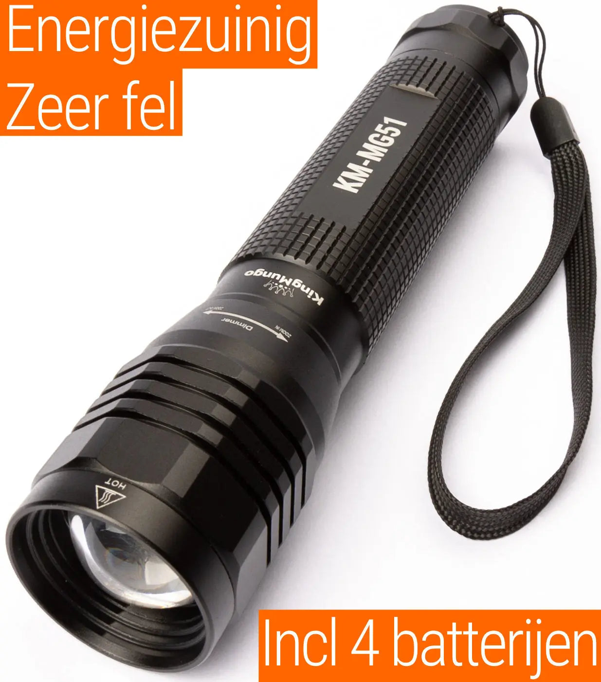 Led Zaklamp - 2000 Lumen - incl batterijen King Mungo