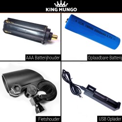 Militaire LED Zaklamp 1000 Lumen | 18650 Oplaadbare Batterij + USB Oplader - Fietshouder | KM-F16