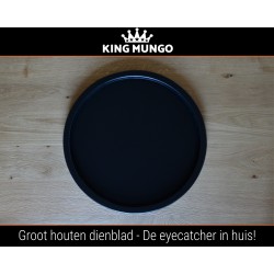 Dienblad Hout 50cm Rond Groot Zwart | Decoratieve Houten Dienbladen Plateau | King Mungo