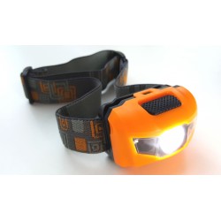 Hoofdlamp oranje met felle LED + 2x rode LED - Incl. Batterijen - 160 lumen - waterafstotend en comfortabele hoofdband