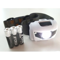 Hoofdlamp wit met felle LED + 2x rode LED - Incl. Batterijen - 160 lumen - waterafstotend en comfortabele hoofdband