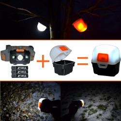 Hoofdlamp LED + Lantaarn Box - wit en rode LED - 160 lumen - multifunctioneel waterdicht kampeerlicht - gratis 3xAAA batterij