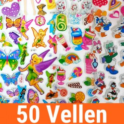 50 Vellen - 3D Foam Stickers voor Kinderen Meisjes - Hartjes Vlinders Katten - KMST008