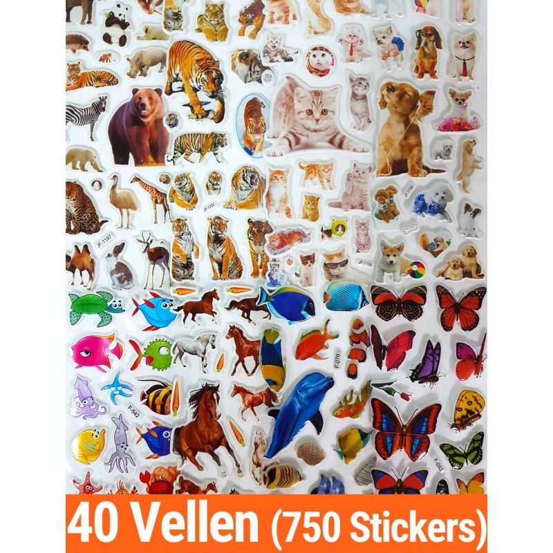 Stickers dieren 3d foam sticker set heel veel