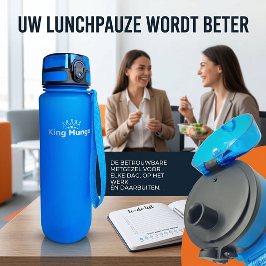 Drinkfles bureau medewerker concentratie verbeteren uitdroging kantoor King Mungo Tritan BPA-vrij