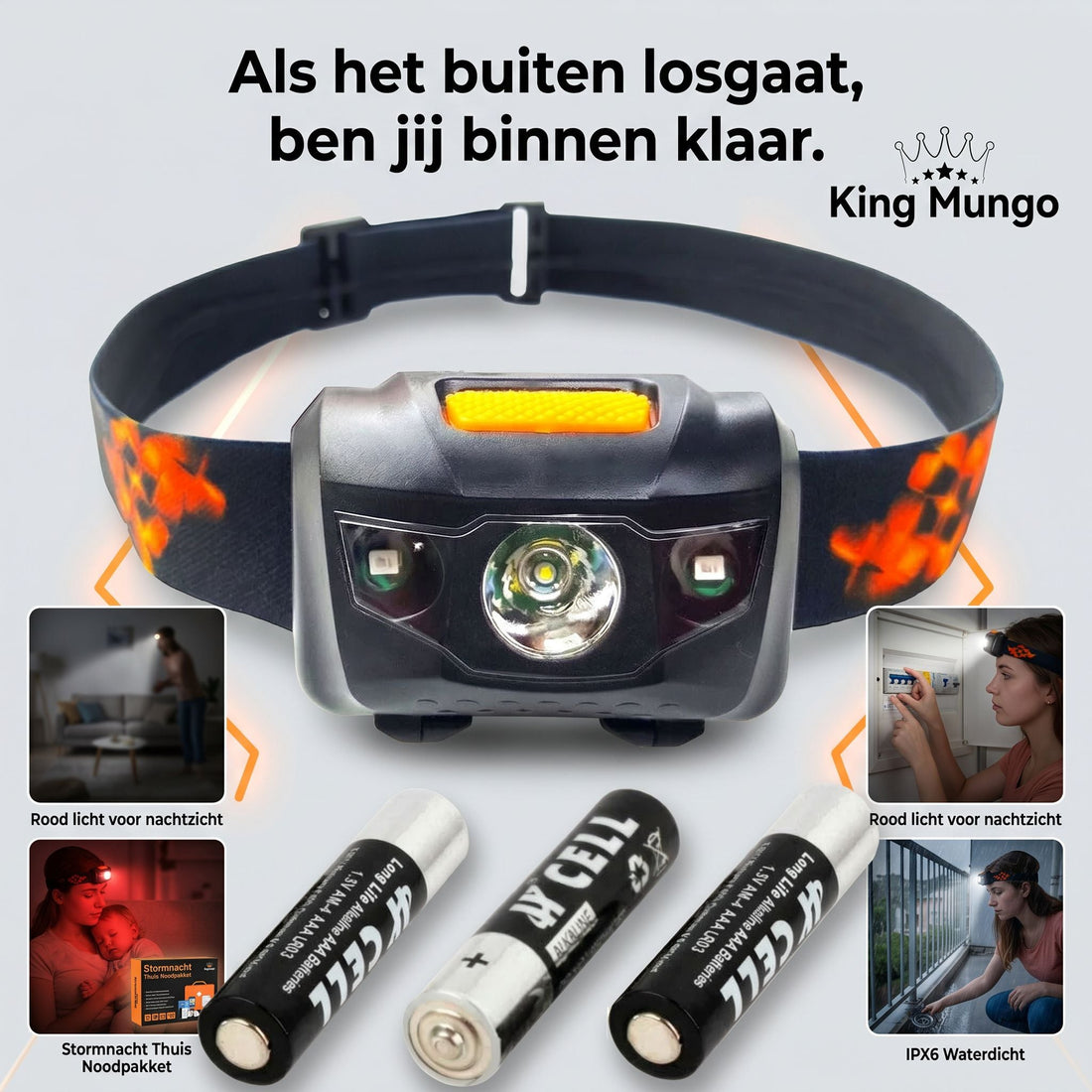 King Mungo LED hoofdlamp voor sport hardlopen wandelen en outdoor gebruik