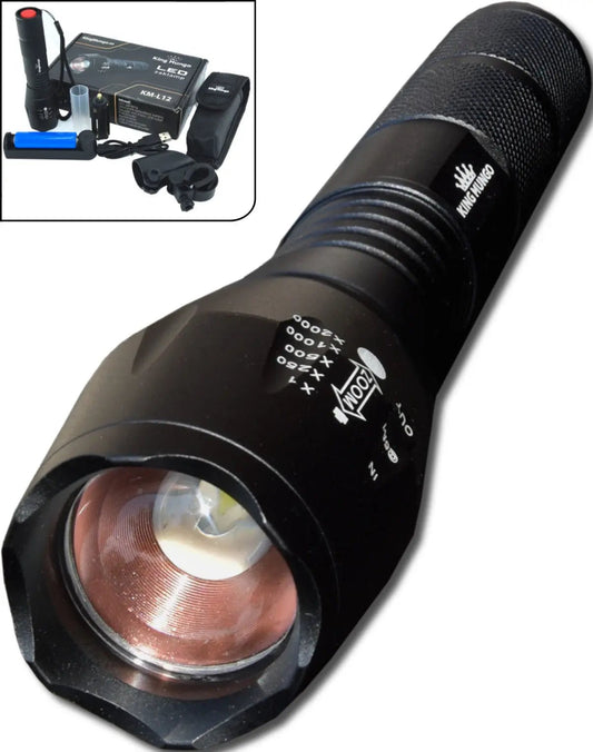 Zaklamp met Logo Bedrukken | Krachtig Relatiegeschenk | 1500 Lumen - King Mungo