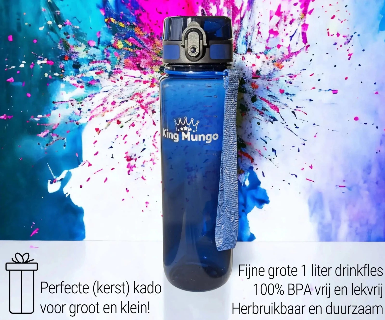 Drinkfles 1 Liter Donkerblauw - King Mungo