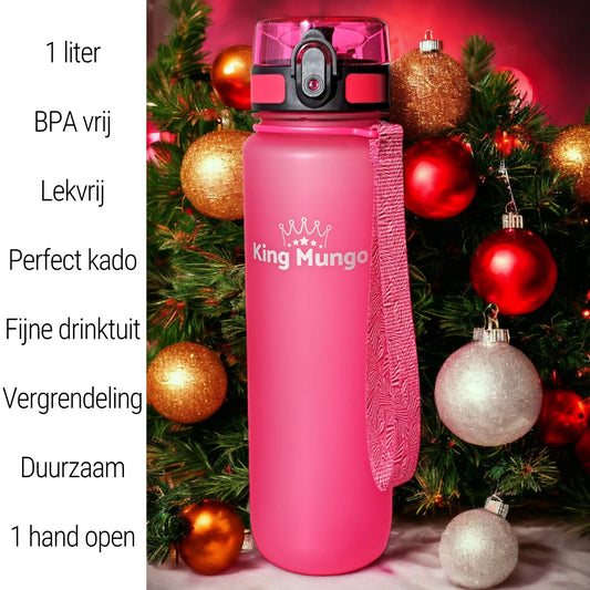 Drinkfles 1 Liter Roze King Mungo