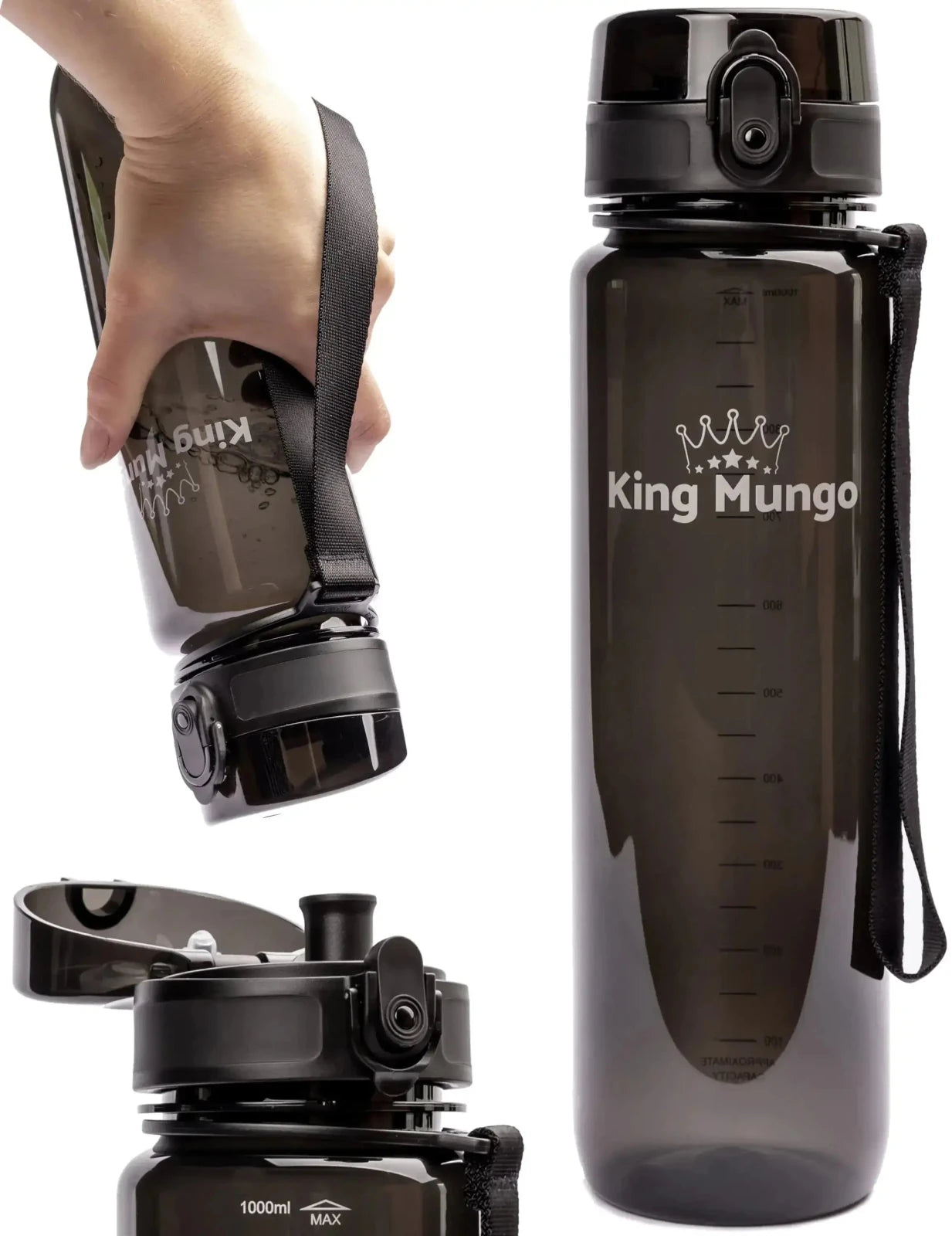 Drinkfles 1 Liter Zwart - King Mungo