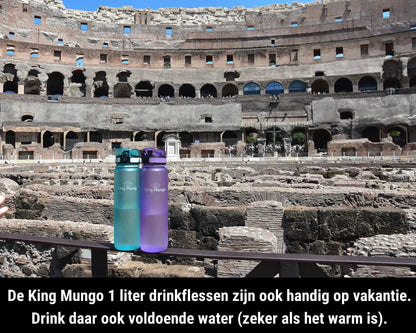 Drinkfles 1 Liter - Lekvrije Drinkbus - Tritan Lila - 100% lekvrij en BPA - vrij - King Mungo