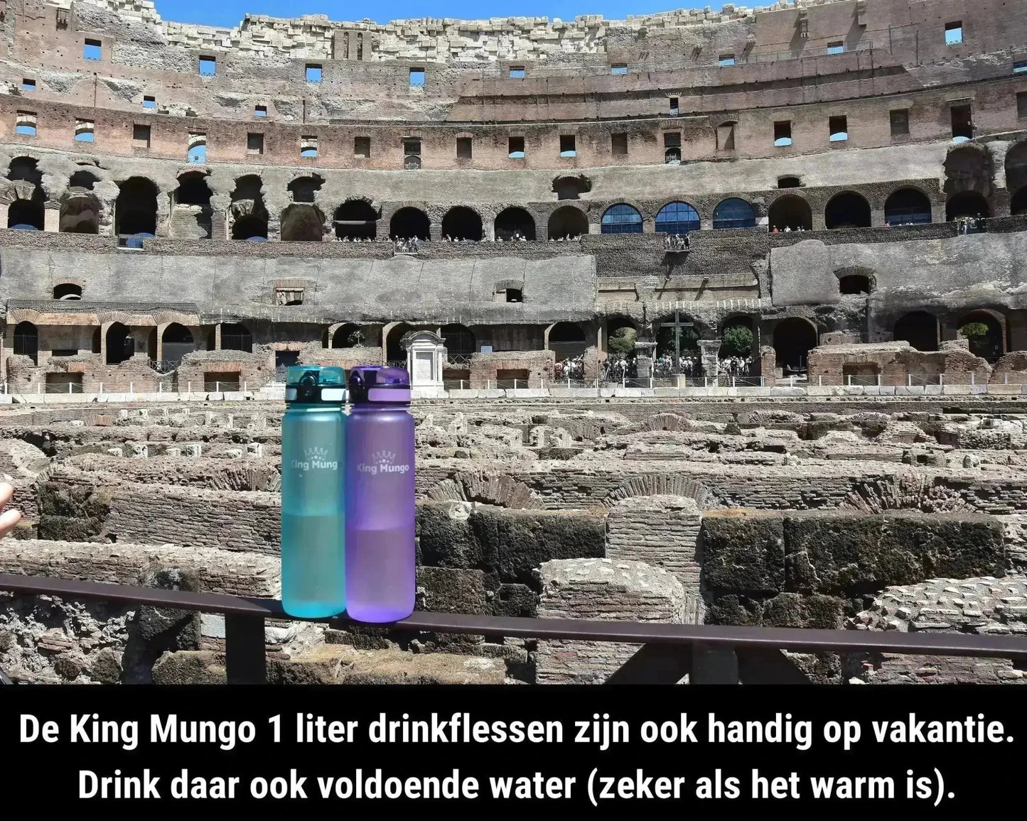 Drinkfles 1 Liter - Lekvrije Drinkbus - Tritan Transparant Blauw - King Mungo