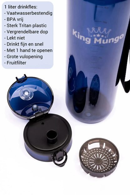 Drinkfles 1 Liter Donkerblauw - King Mungo
