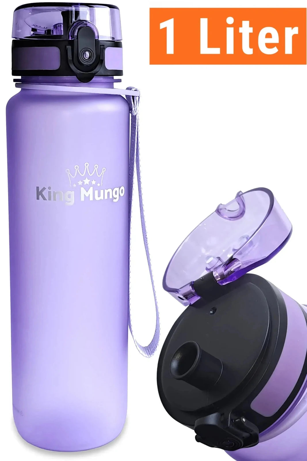 Drinkfles 1 Liter - Lekvrije Drinkbus - Tritan Lila - 100% lekvrij en BPA - vrij - King Mungo