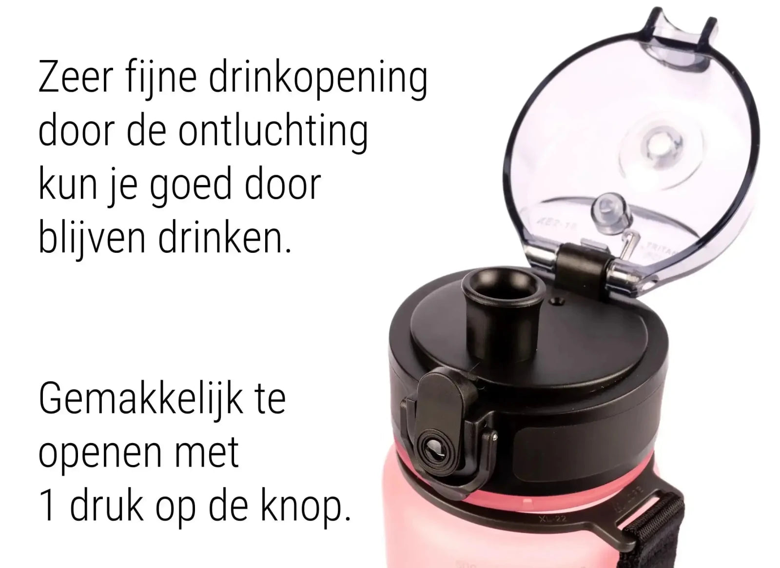 Drinkfles 1 Liter - Lekvrije Drinkbus - Lichtroze - King Mungo