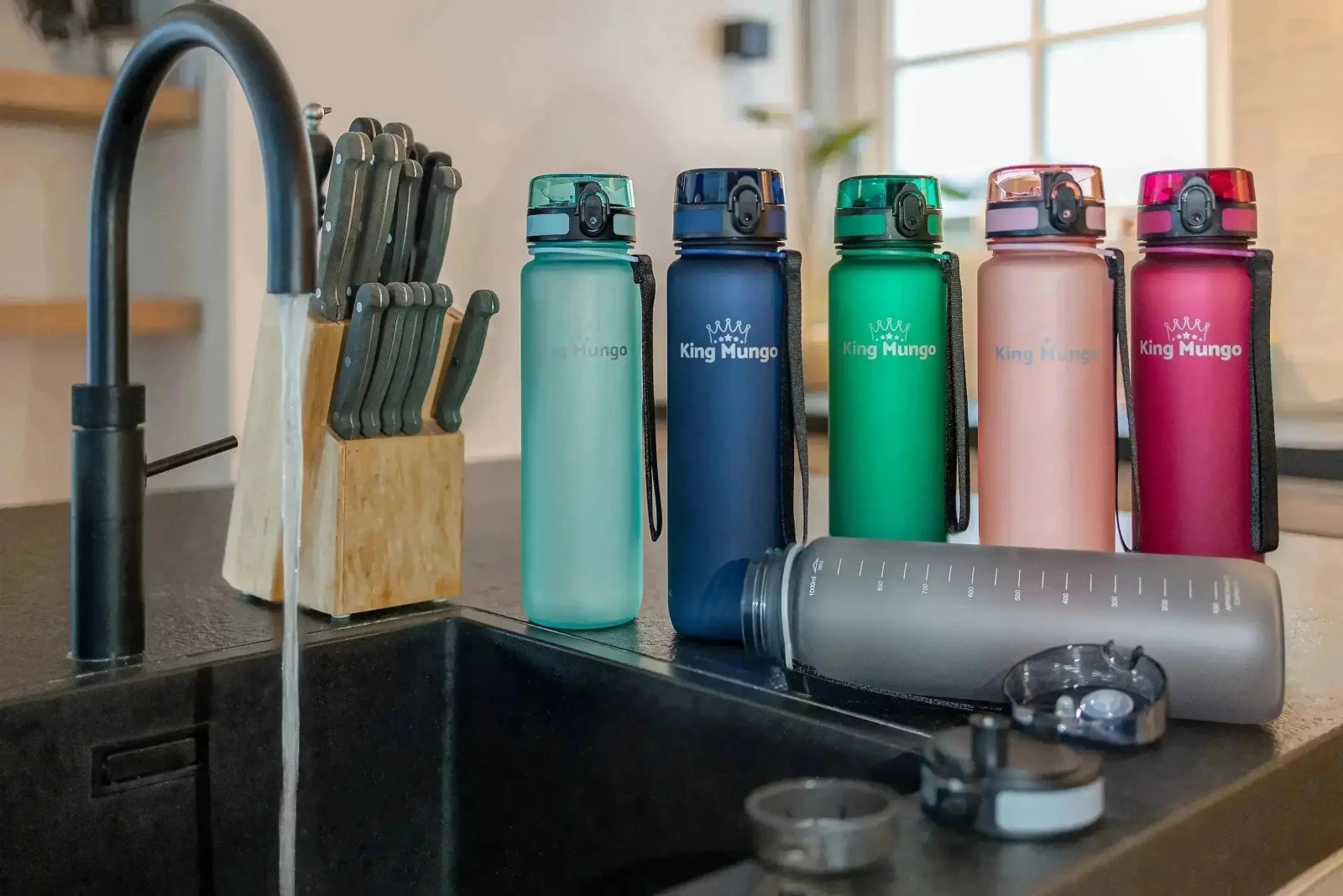 Drinkfles 1 Liter - Lekvrije Drinkbus - Tritan Lila - 100% lekvrij en BPA - vrij - King Mungo