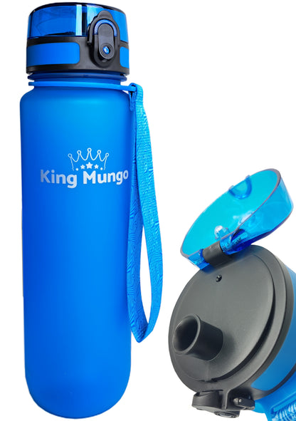 King Mungo Drinkfles 1 Liter Mat Blauw 100% Lekvrij & BPA-vrij King Mungo