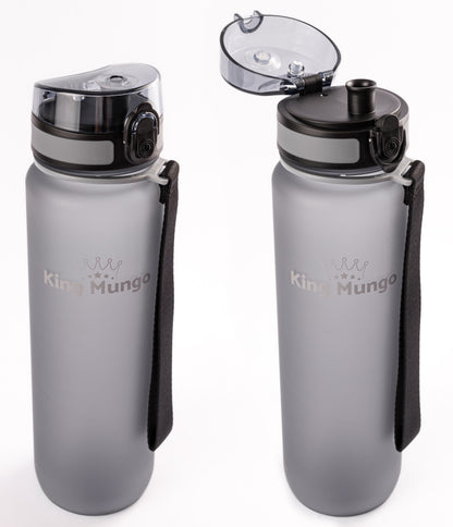 Drinkfles 1 Liter Grijs - Lekvrij - BPA vrij - Waterfles 1 liter Drinkbus - Drinkflessen King Mungo - Waterflessen Volwassenen Kinderen