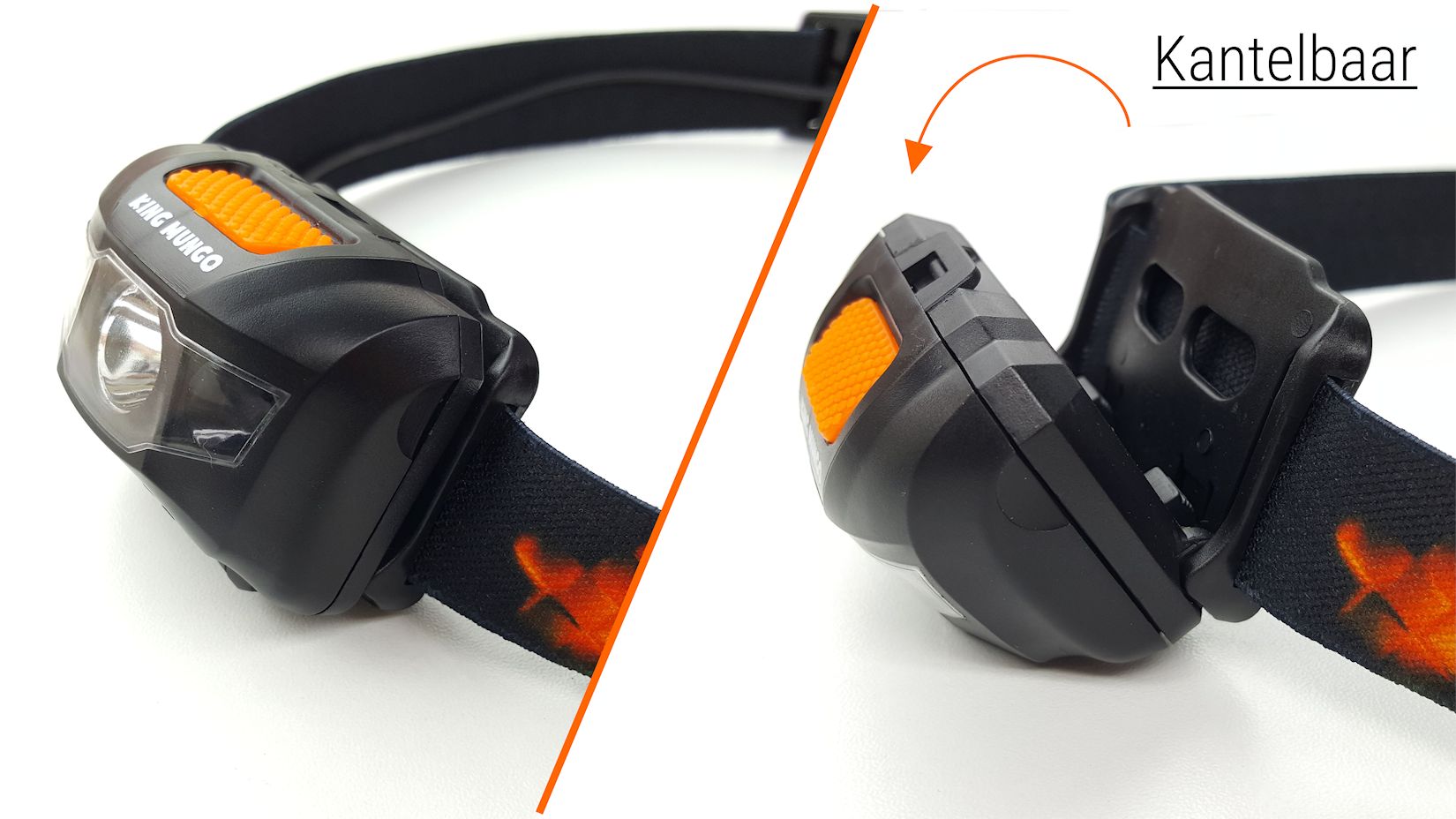 King Mungo KMHL003 LED Hoofdlamp - Op Batterijen (AAA) - Rood & Wit Licht - Zwart King Mungo