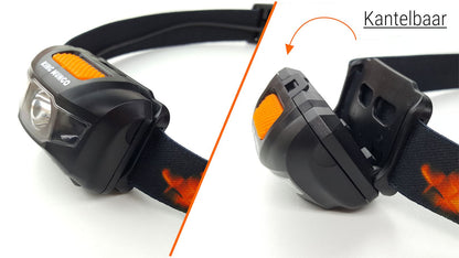 King Mungo KMHL003 LED Hoofdlamp - Op Batterijen (AAA) - Rood & Wit Licht - Zwart King Mungo