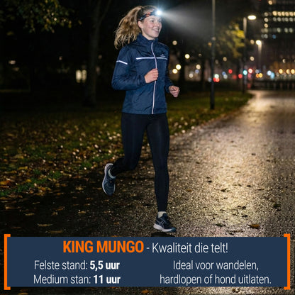 Oranje Hoofdlamp Oplaadbaar - King Mungo KMHL009 (met Sensor & Rood Licht)