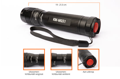 Led Zaklamp - 2000 Lumen - incl batterijen