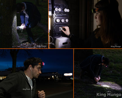 Oranje Hoofdlamp Oplaadbaar - King Mungo KMHL009 (met Sensor & Rood Licht)