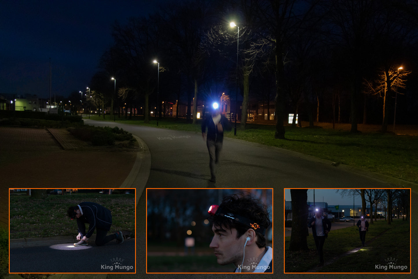 Oranje Hoofdlamp Oplaadbaar - King Mungo KMHL009 (met Sensor & Rood Licht)