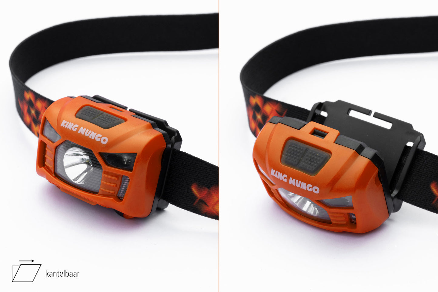 Oranje Hoofdlamp Oplaadbaar - King Mungo KMHL009 (met Sensor & Rood Licht)