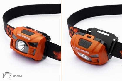 Oranje Hoofdlamp Oplaadbaar - King Mungo KMHL009 (met Sensor & Rood Licht)