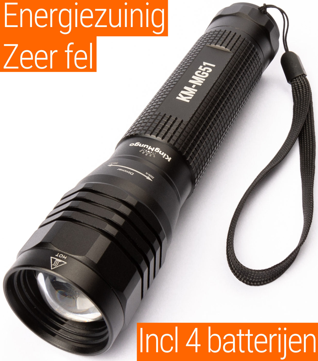 Led Zaklamp - 2000 Lumen - incl batterijen